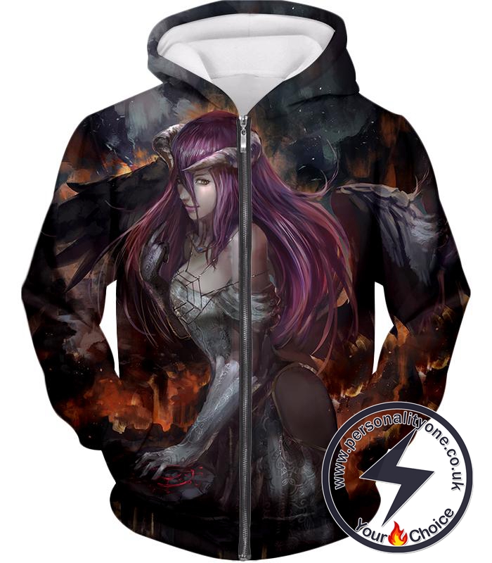 Overlord Cool Albedo the Beautiful White Devil Fan Art Promo Zip Up Hoodie